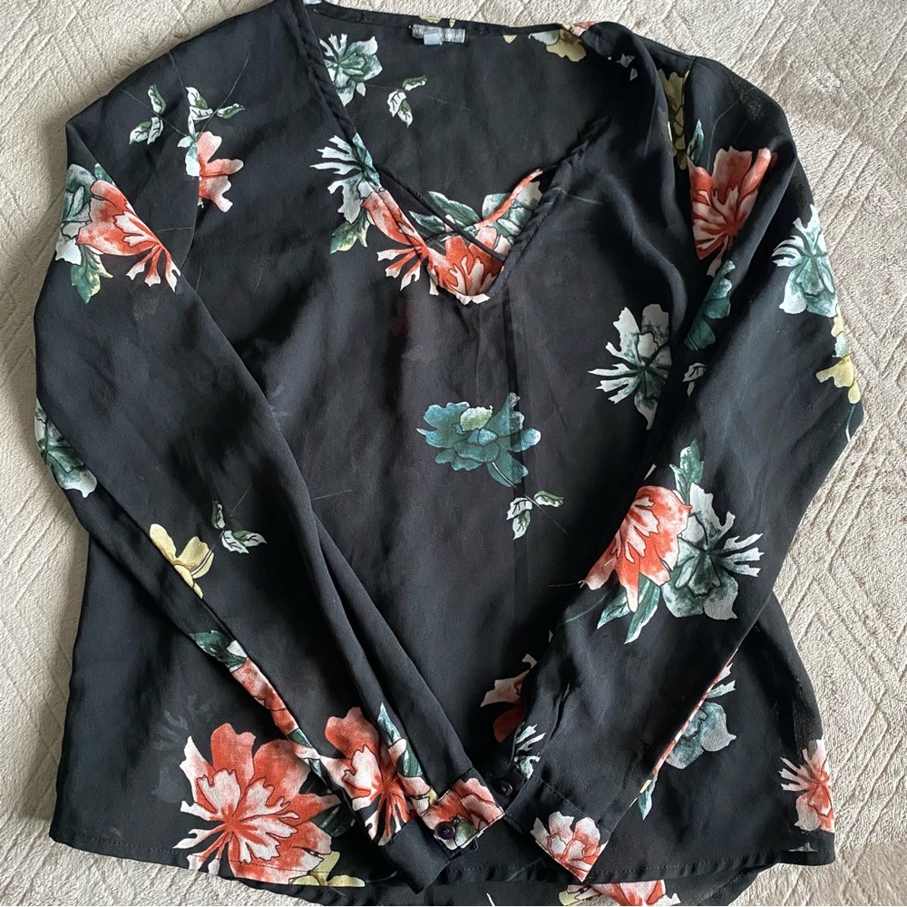 Charlotte Russe Sheer Long Sleeve Blouse Size XS